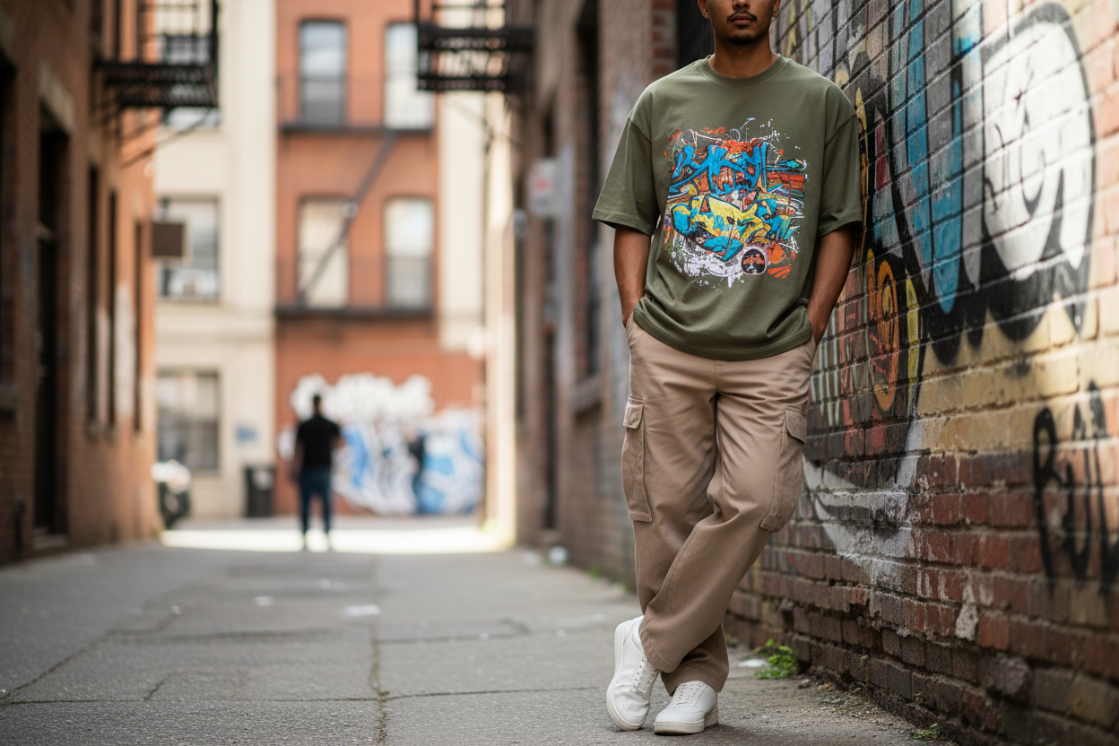 Olive Green Graphic T-Shirt