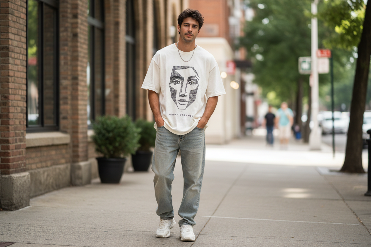 White Oversized Graphic Tee