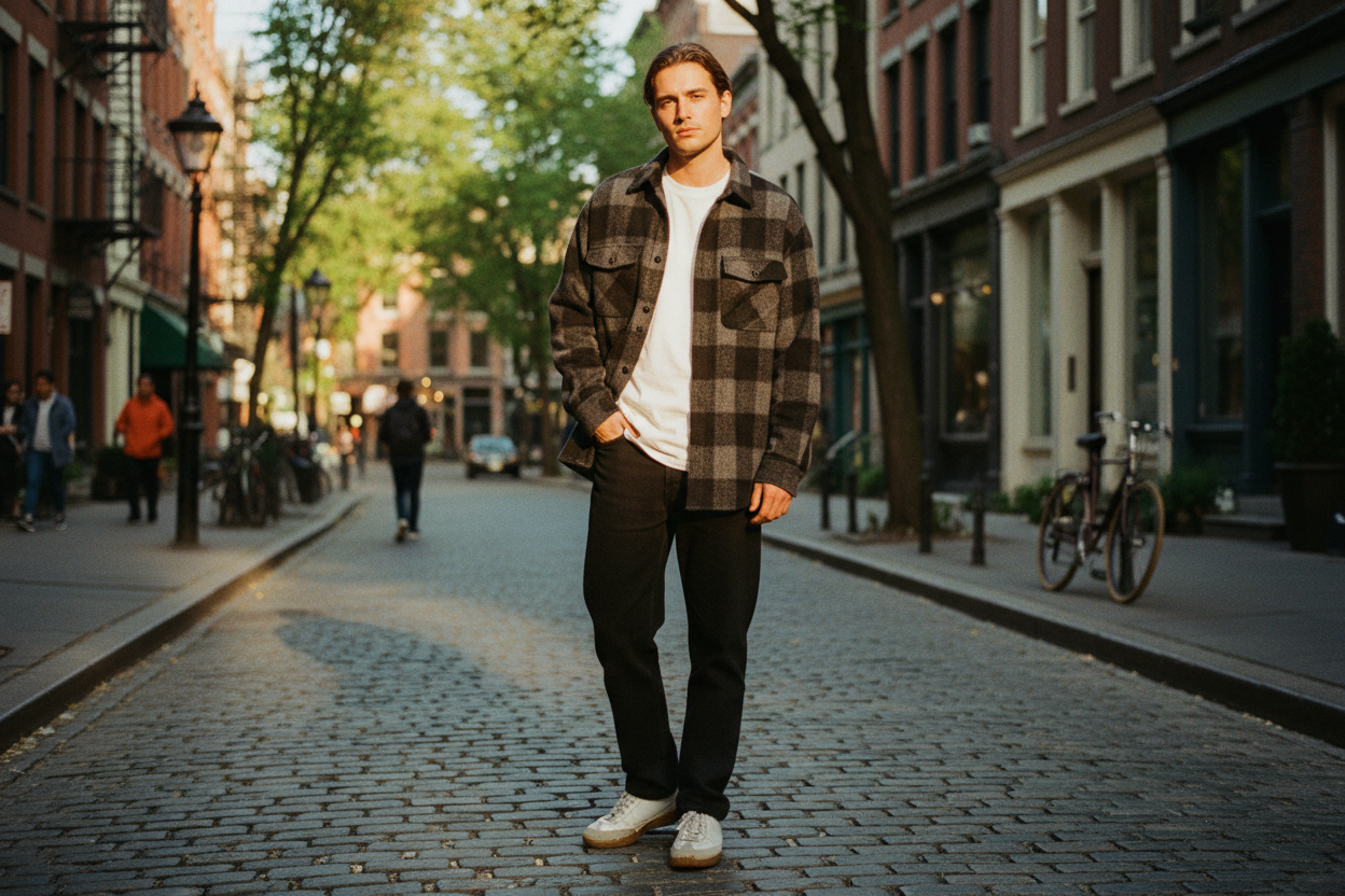 Black Grey Flannel Shirt