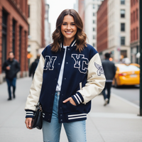 Navy White Varsity Jacket