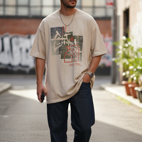 Beige Oversized Graphic Tee