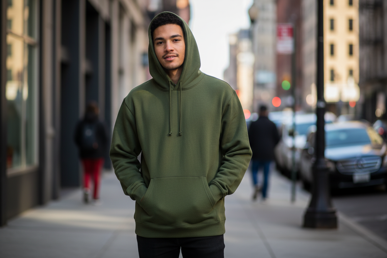 Olive Green Pullover Hoodie